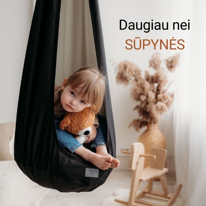 Kambario sūpynės vaikams KOKONAS - Juodas - Supuosi