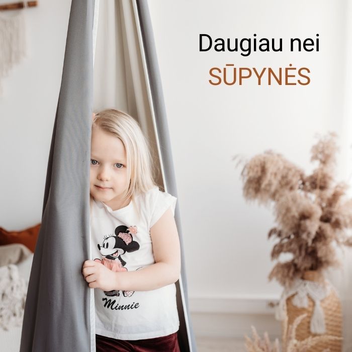 Kambario sūpynės vaikams KOKONAS - Pilkas - Supuosi