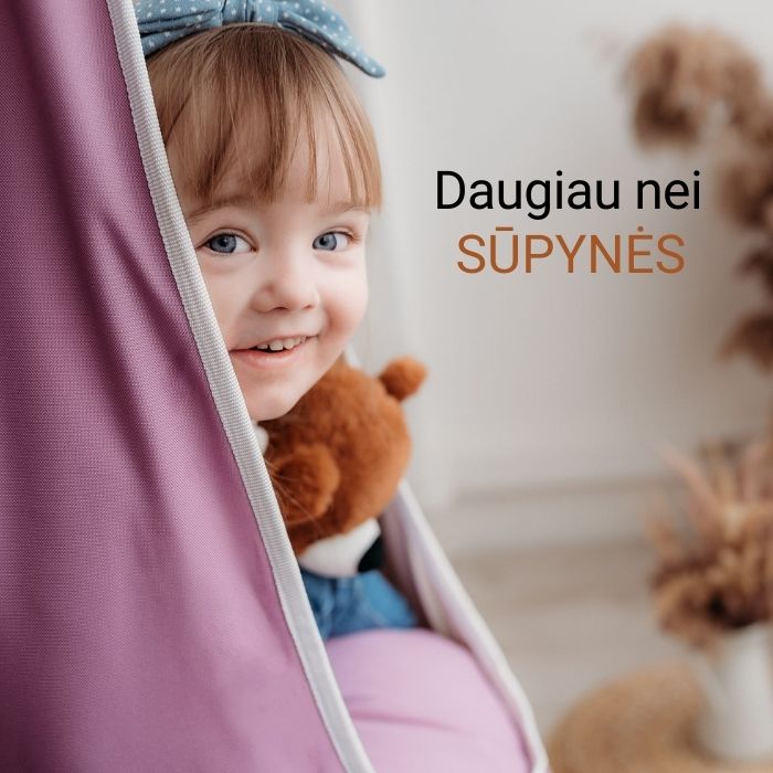 Kambario sūpynės mergaitėms KOKONAS - Švelniai alyvinis - Supuosi