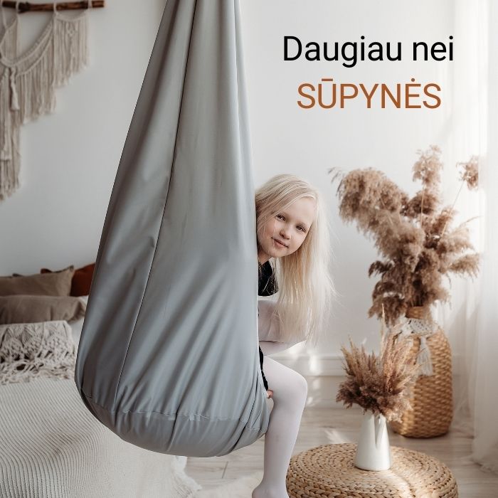Kambario sūpynės vaikams KOKONAS - Sidabrinis - Supuosi